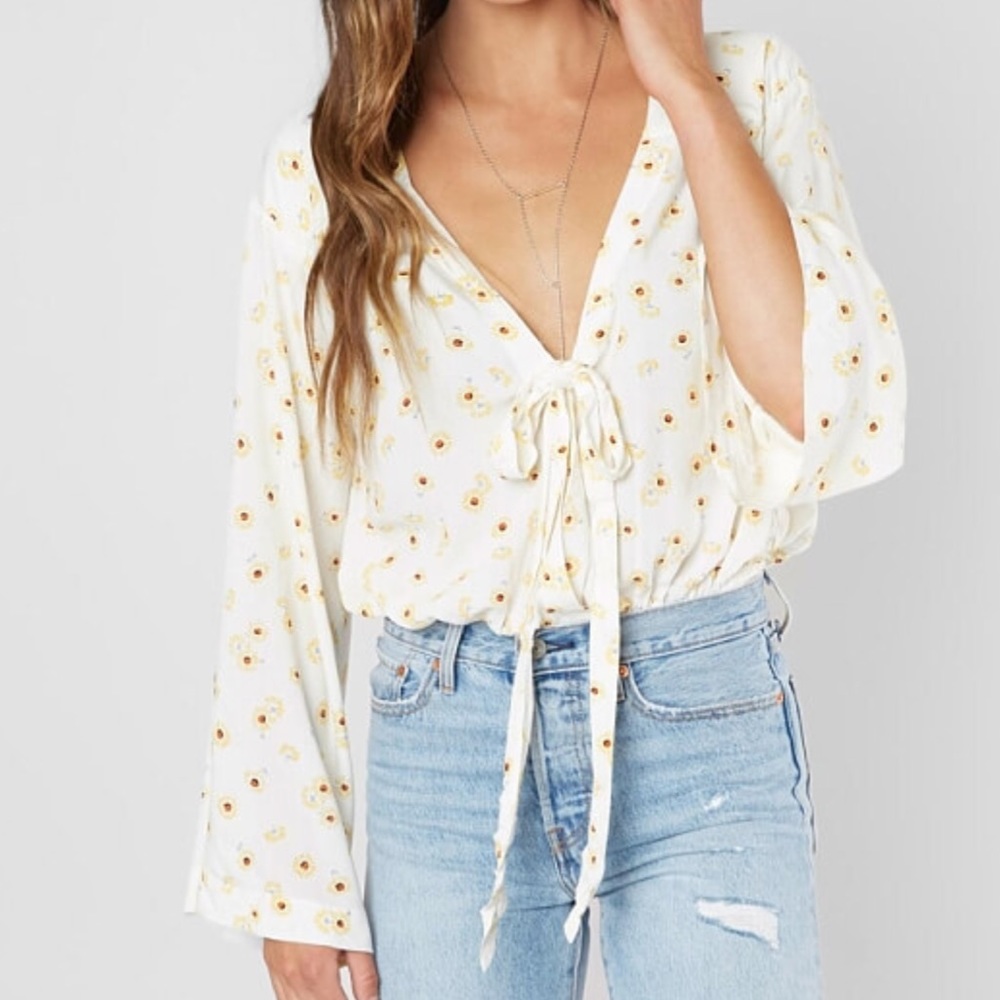 Free People Daisy Print Bodysuit XS